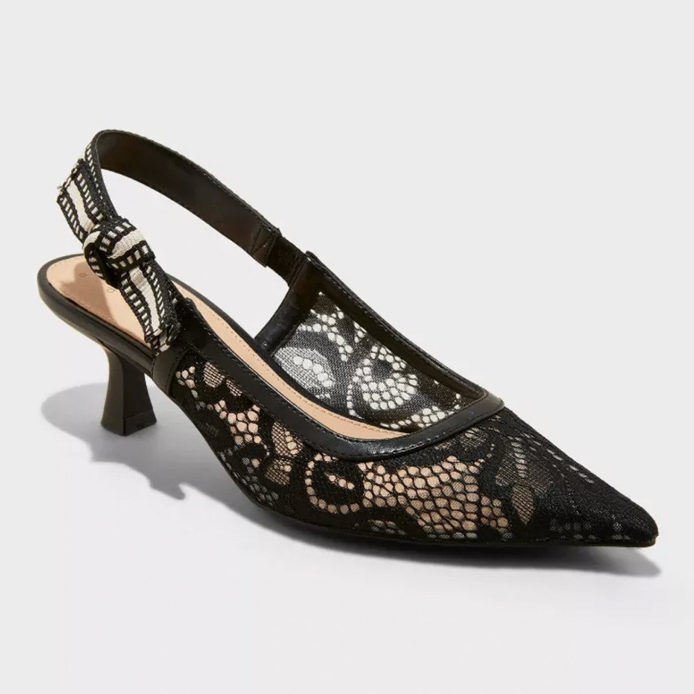 NWT a new day sling // black milan // sling back kitten heels